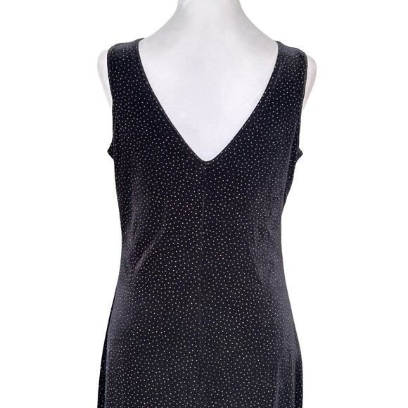 Y2K Black Velvet Silver Sparkle Sleeveless Maxi Dress S 4 6 Whimsigoth Witchy - Picture 6 of 9
